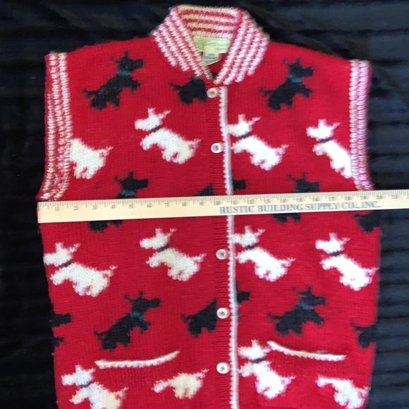 Scotties and Westies vintage sweater red wool handmade Uruguay red black white M - Picture 7 of 8